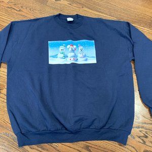 Vintage Disney Mickey/Goofy/Daffy Snowmen Sweatshirt Pull Over - Size XXL